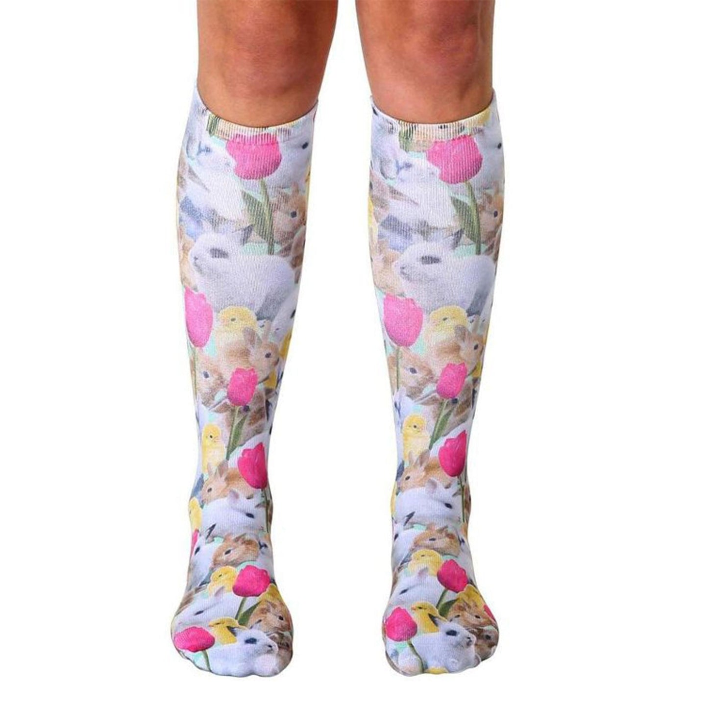 Easter Bunnies Photo Print Knee High Socks