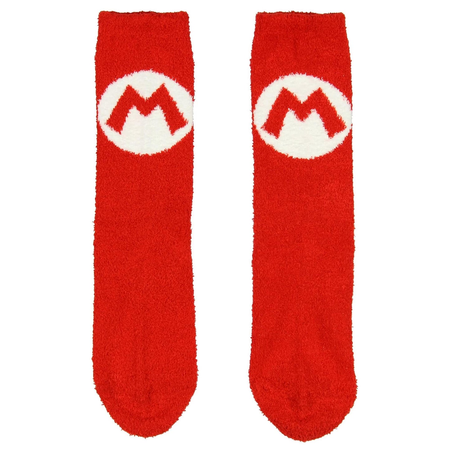 Super Mario Bros. Red Mario Logo Cozy Adult Crew Socks