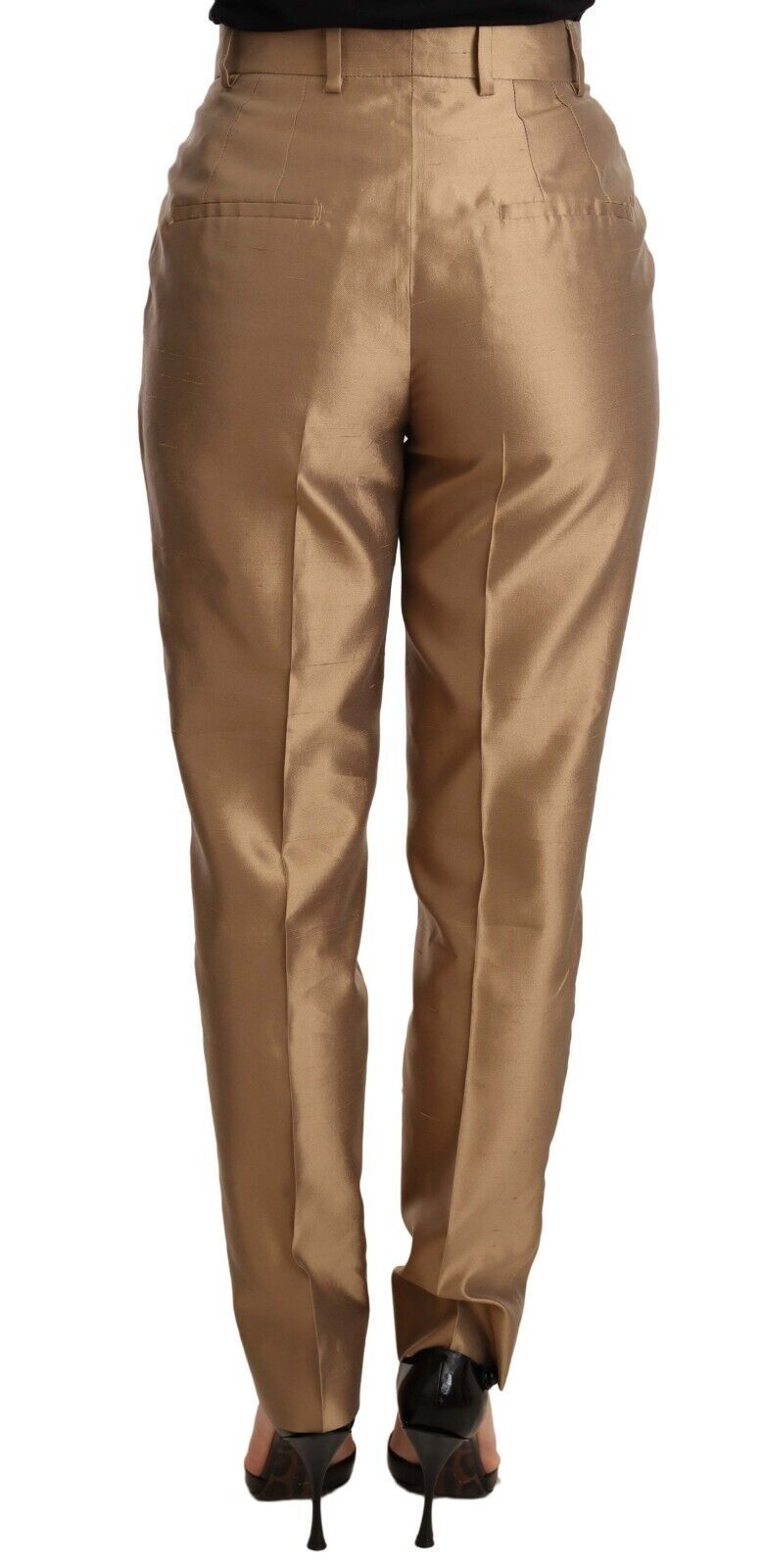 Gold Silk Tapered Trouser Metallic Pants
