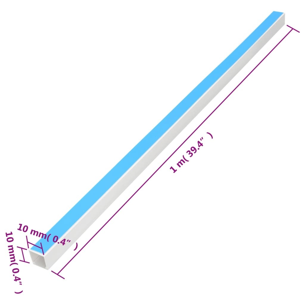 Cable Trunking Self-Adhesive 0.4"x0.4" 32.8' PVC