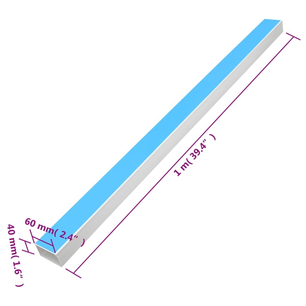 Cable Trunking Self-Adhesive 2.4"x1.6" 32.8' PVC