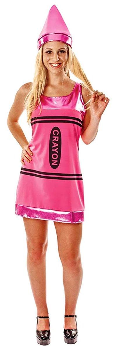 Women's Pink Crayon Costume Dress - X-Large