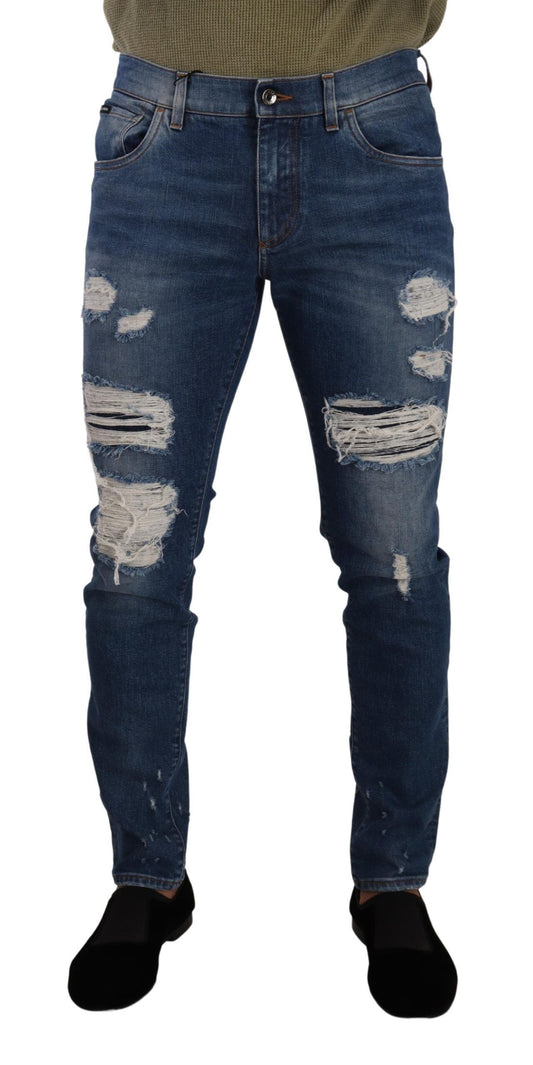 Blue Wash Cotton Stretch Slim Fit Denim Jeans