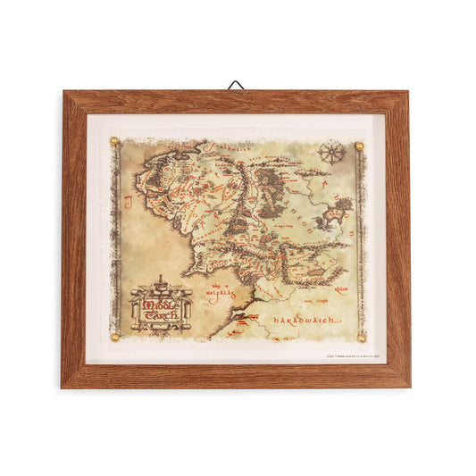 The Lord Of The Rings Middle-Earth Map Framed Canvas Wall Art | 14 x 12 Inches