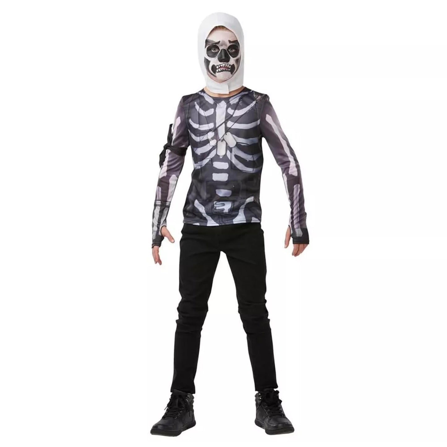 Fortnite Skull Trooper Teen Costume Top & Hood - 11-12 yrs