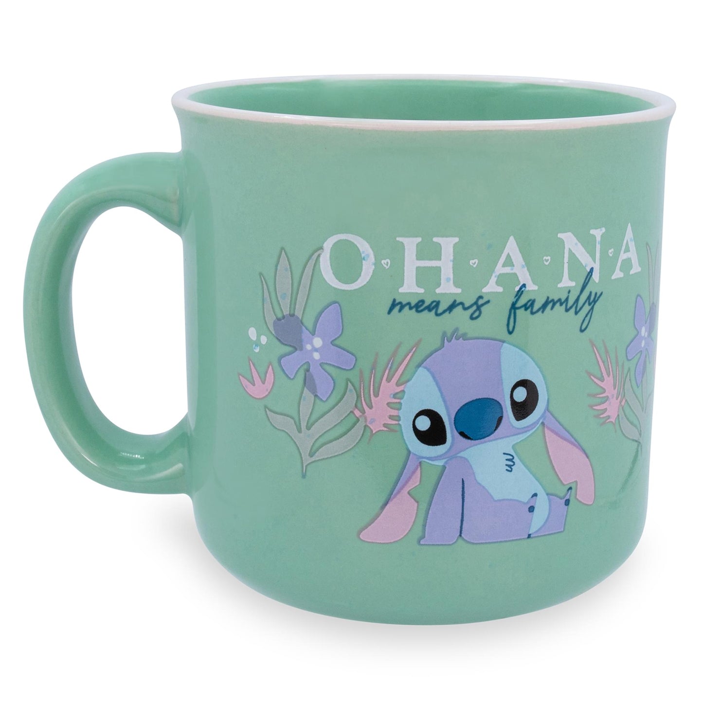 Disney Lilo & Stitch "Ohana Means Family" Ceramic Camper Mug | Holds 20 Ounces