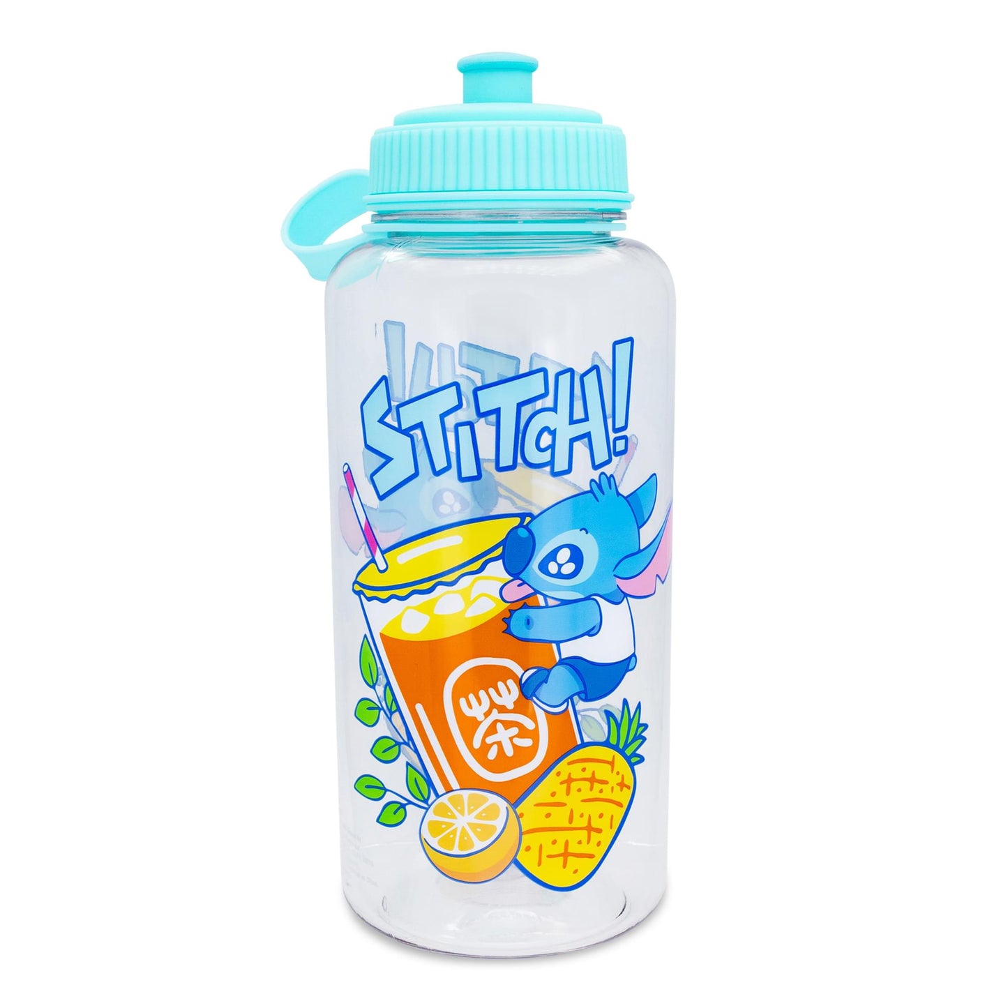 Disney Lilo & Stitch Bubble Tea Water Bottle With Sports Cap | Holds 34 Ounces