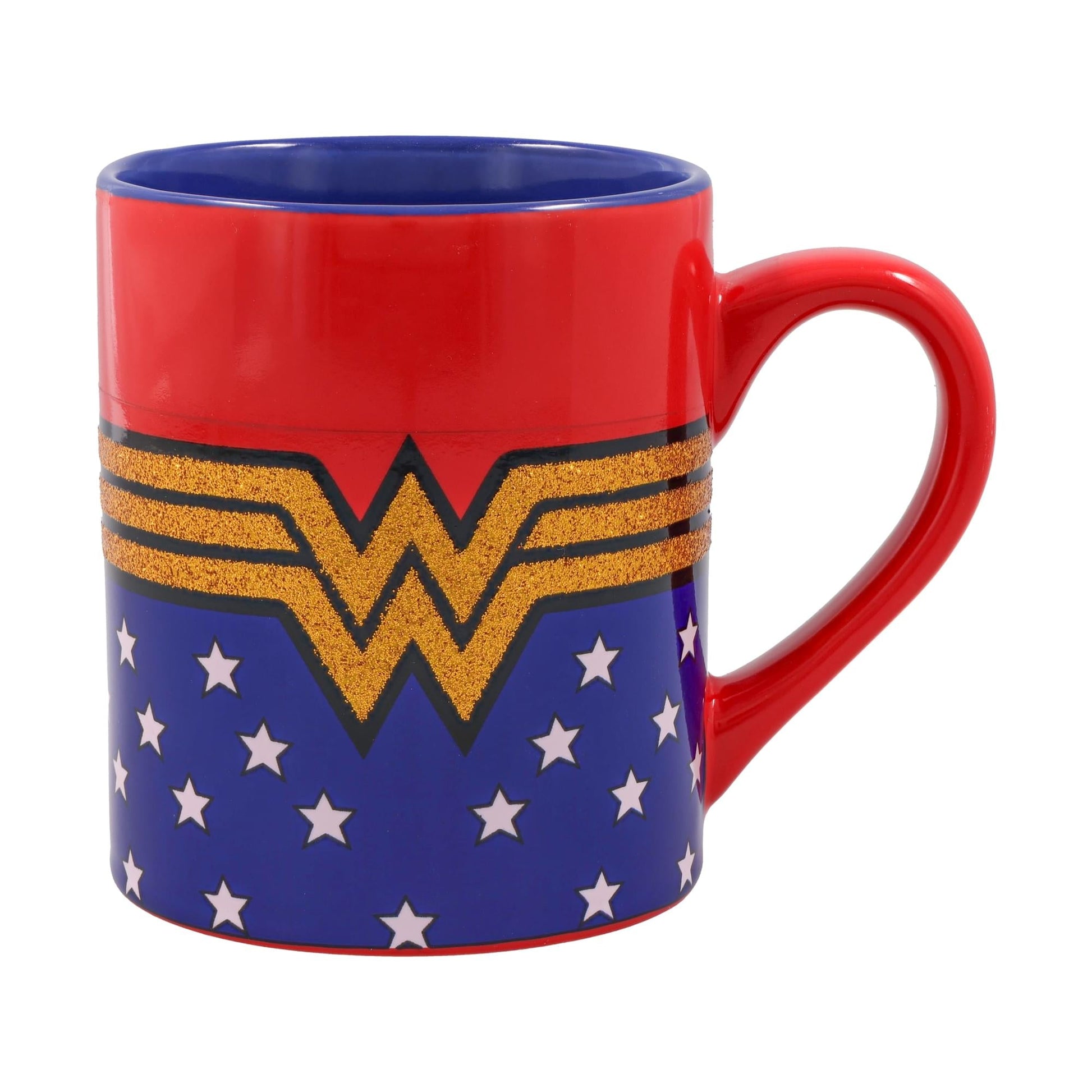 DC Comics Wonder Woman Logo Glitter Ceramic Mug | Holds 14 Ounces