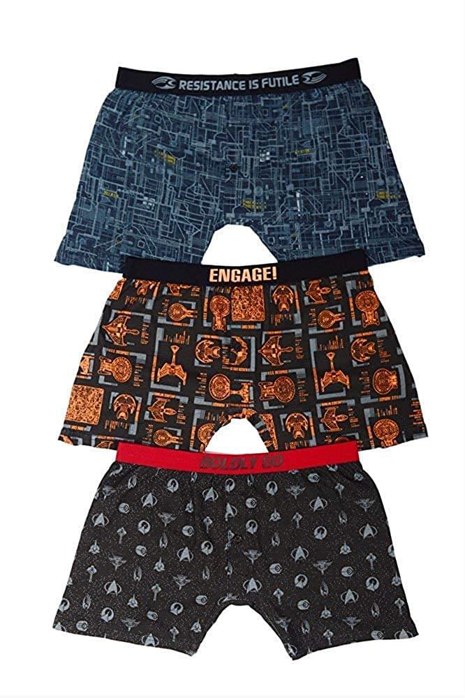 Star Trek TNG Adult Repeat Pattern Boxer Shorts | Set of 3 | Large