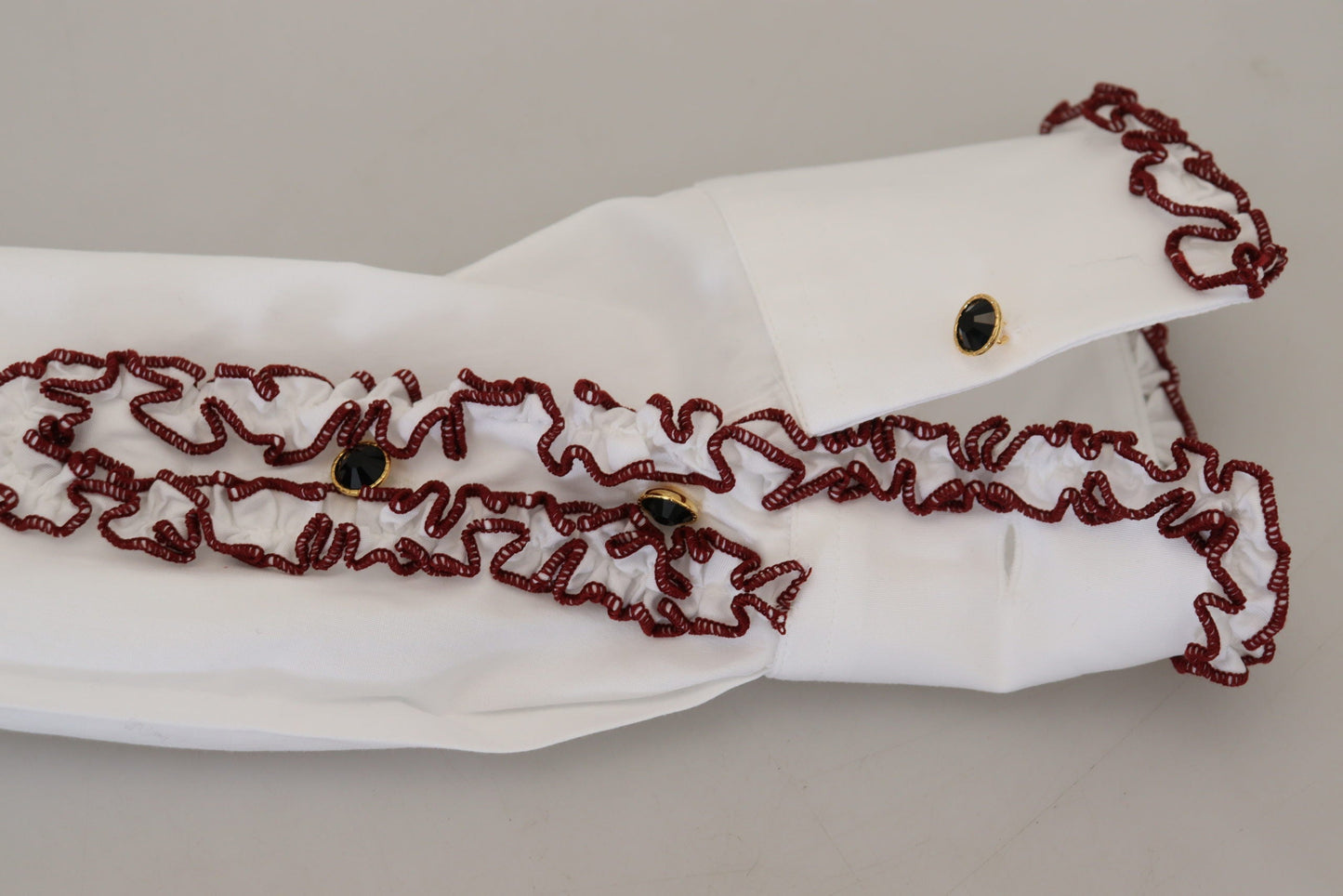 White Lace Long Sleeves Ruffle Collar Top