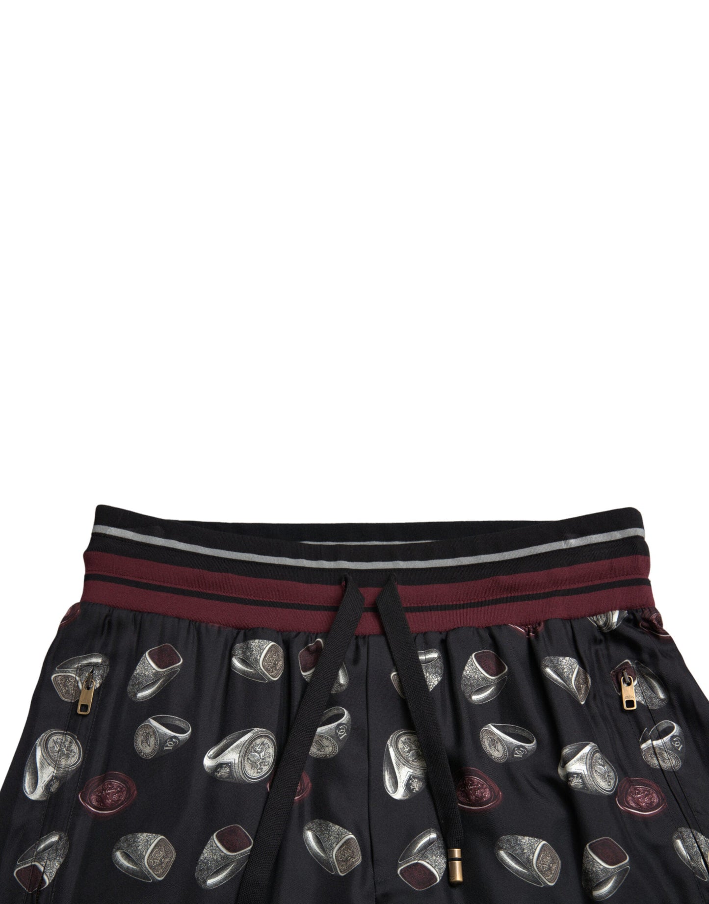 Black Ring Silk Jogging Trousers Pants