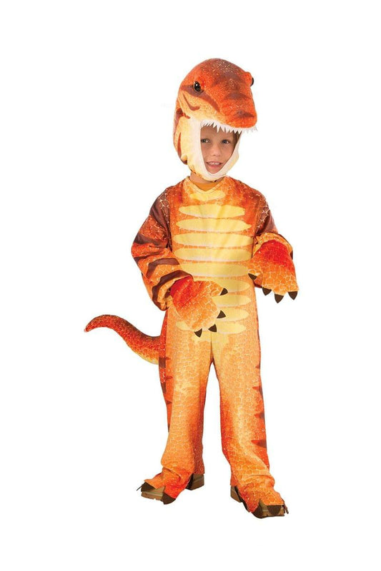 Plush Orange Raptor Dinosaur Costume Small