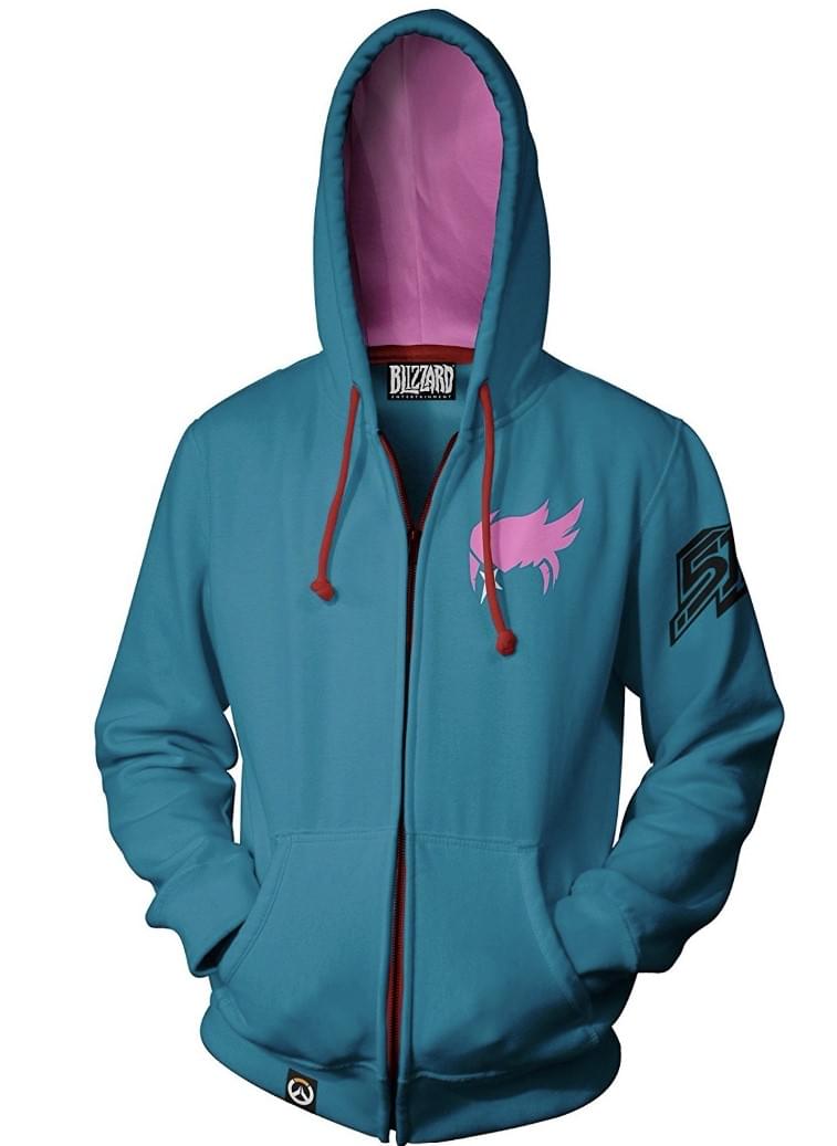 Overwatch Ultimate Zarya Blue/Red Zip-Up Hoodie | X-Small