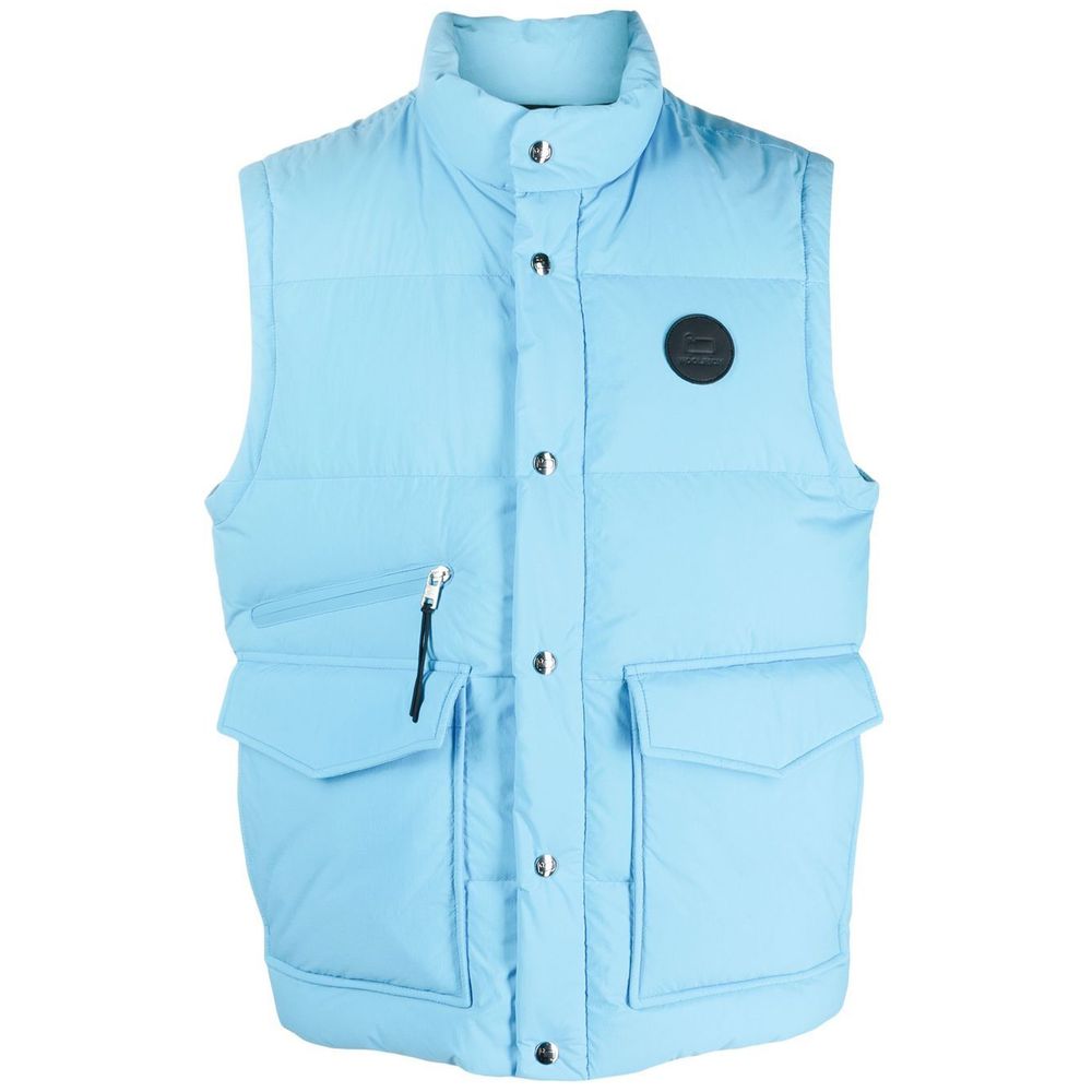 Blue Polyester Men Vest
