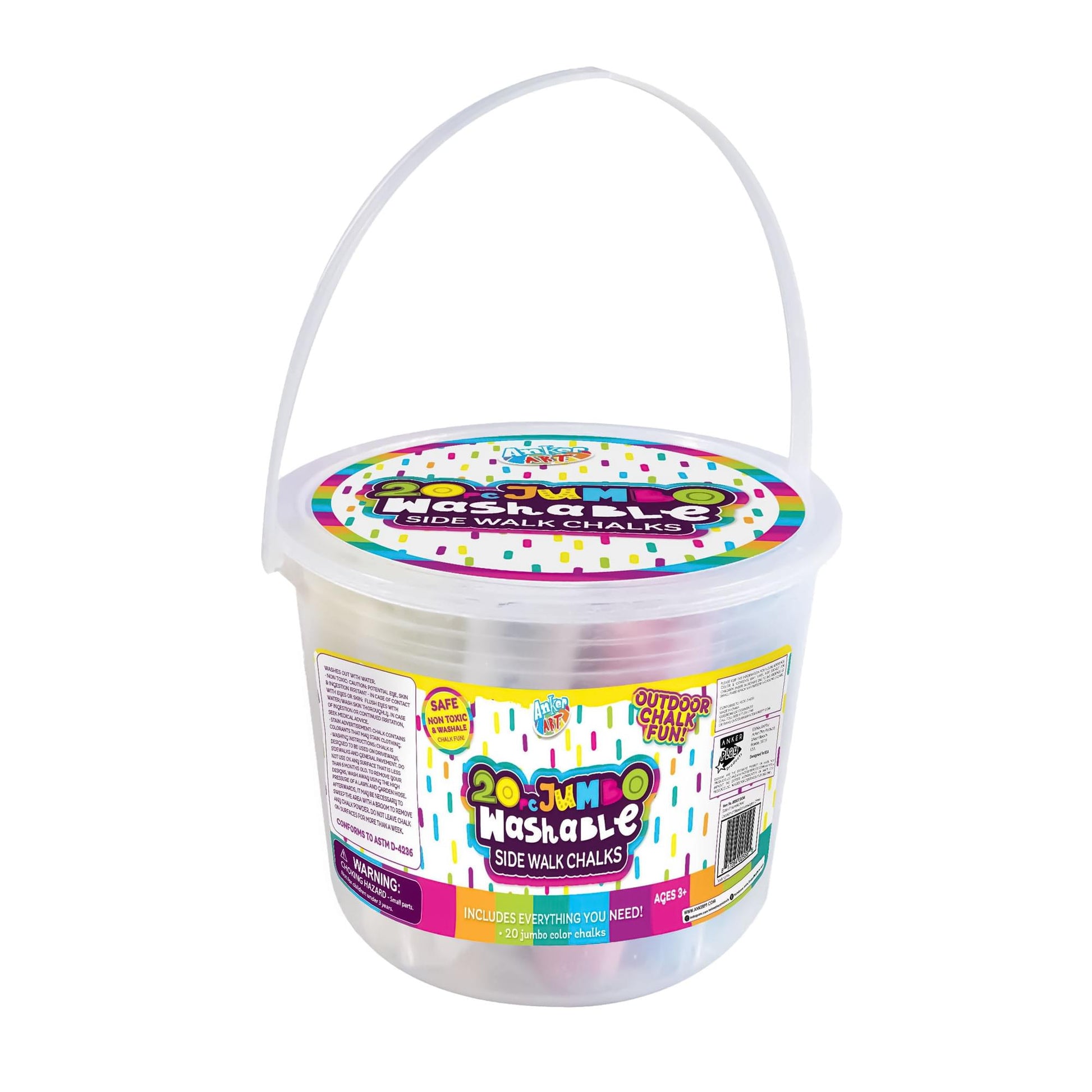 Jumbo Washable Sidewalk Chalk | 20 Piece Bucket Set