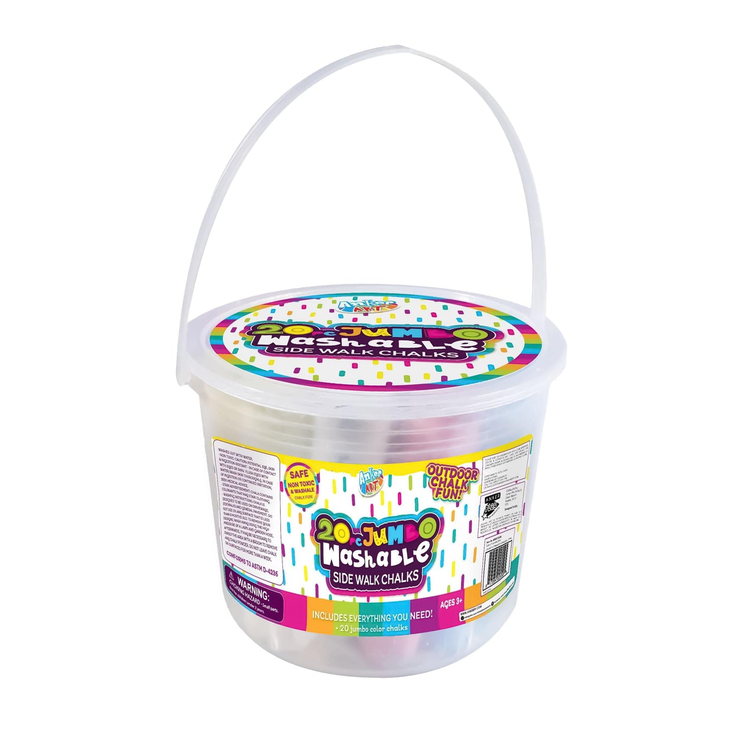 Jumbo Washable Sidewalk Chalk | 20 Piece Bucket Set