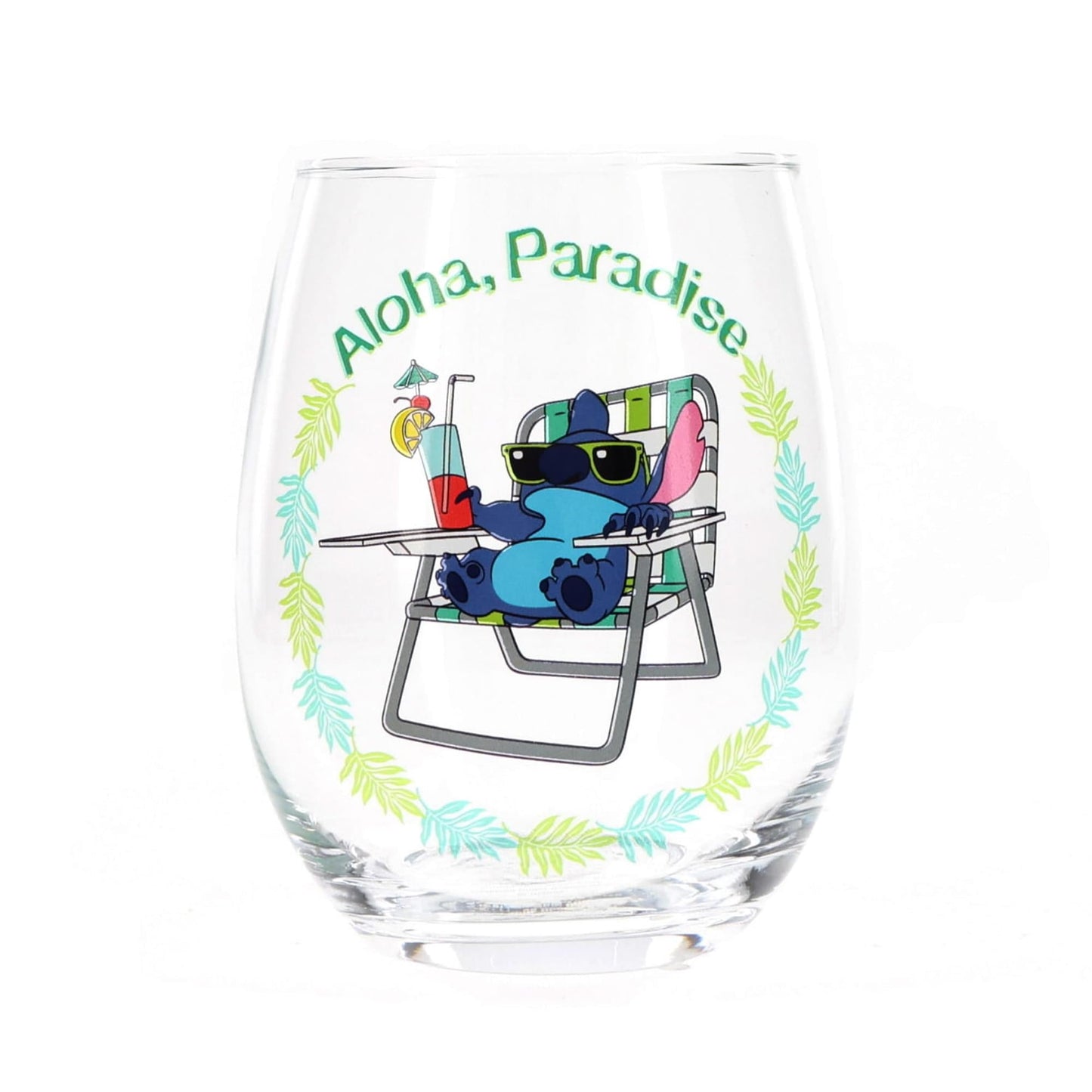 Disney Lilo & Stitch "Aloha, Paradise" Stemless Wine Glass | Holds 20 Ounces