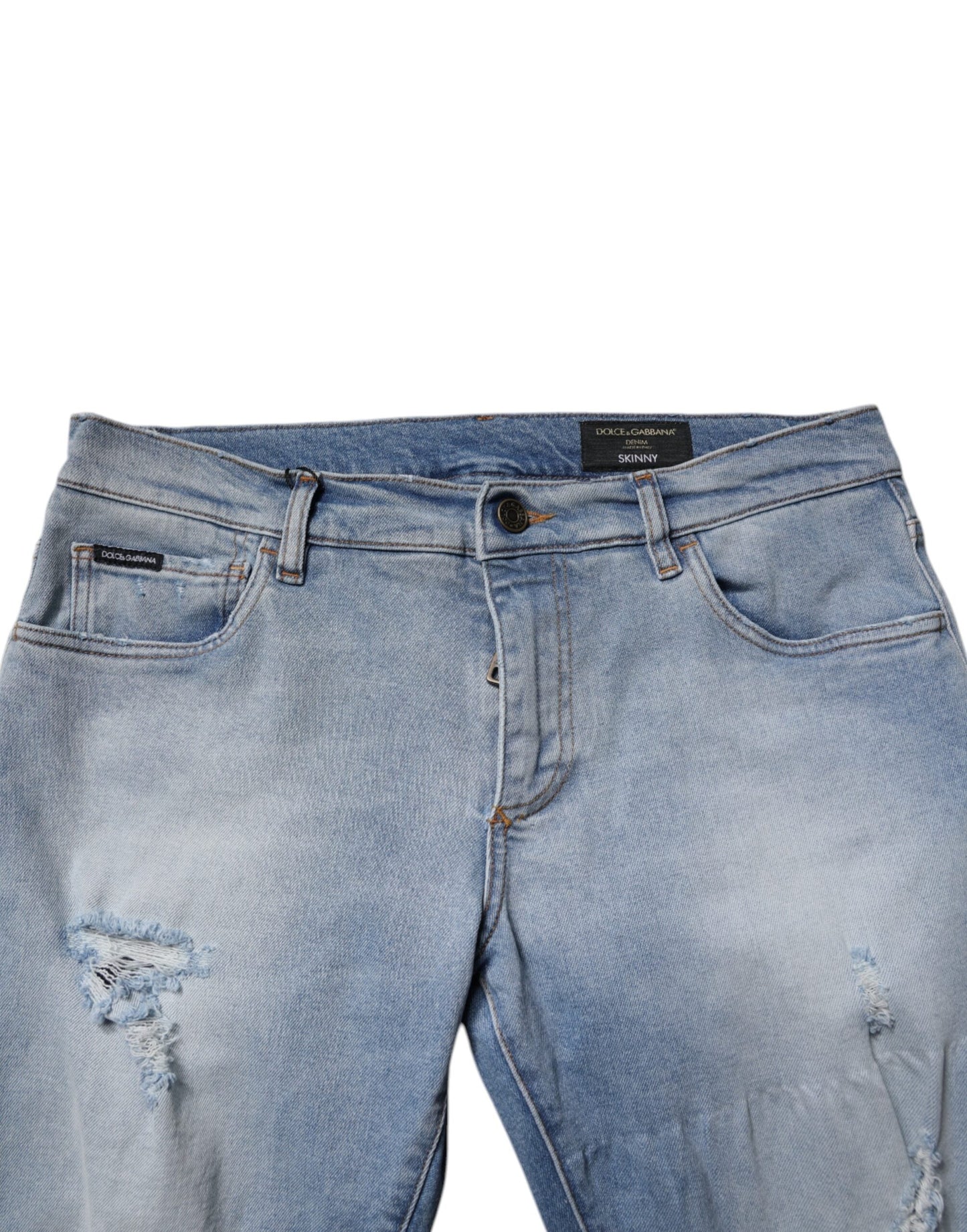 Blue Tattered Cotton Skinny Men Denim Jeans