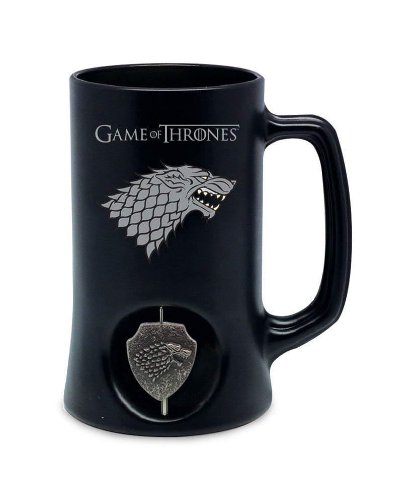 Game of Thrones House Stark Ceramic Stein w/ Rotating Metal Emblem