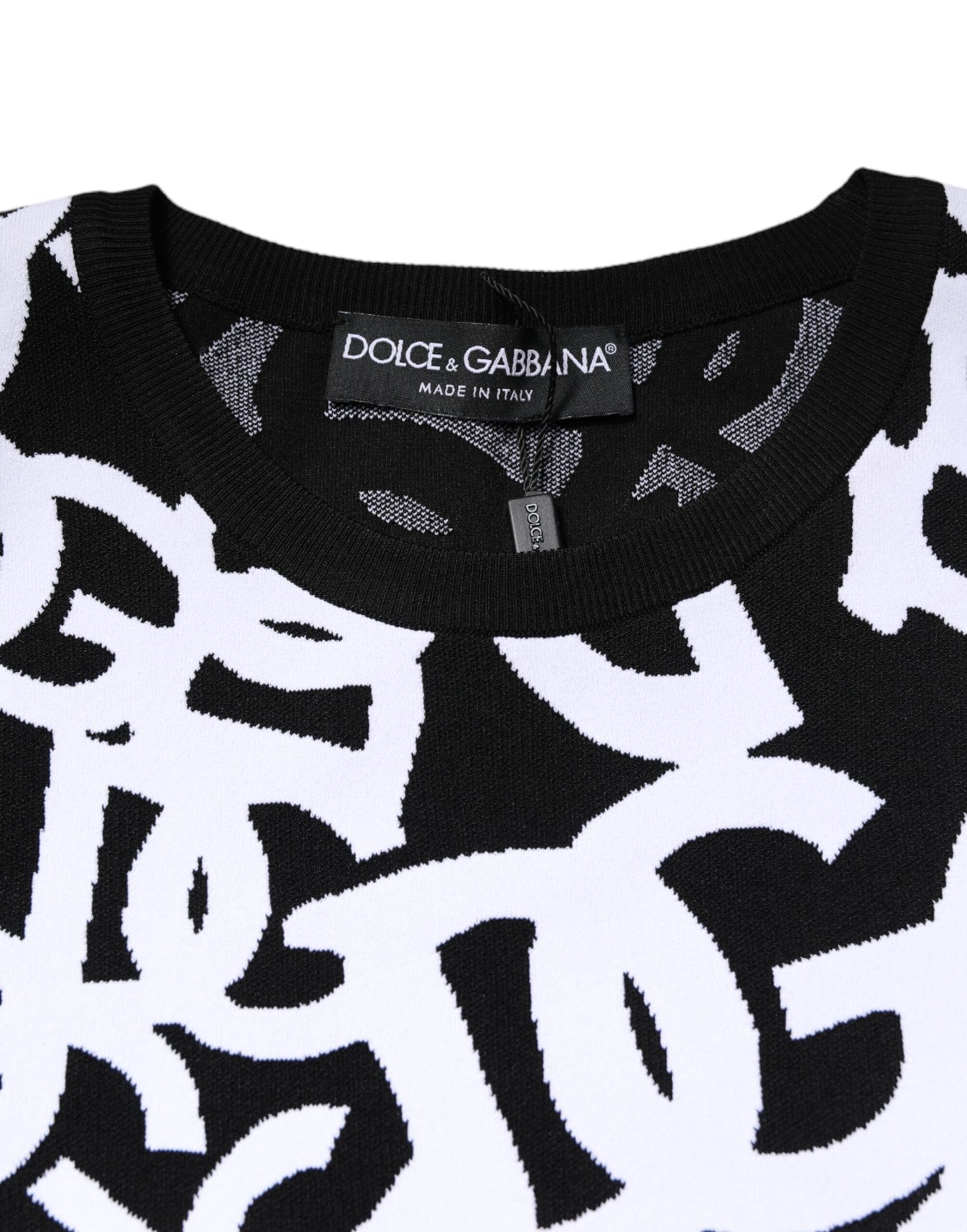 Black White Logo Print Women Pullover Sweater