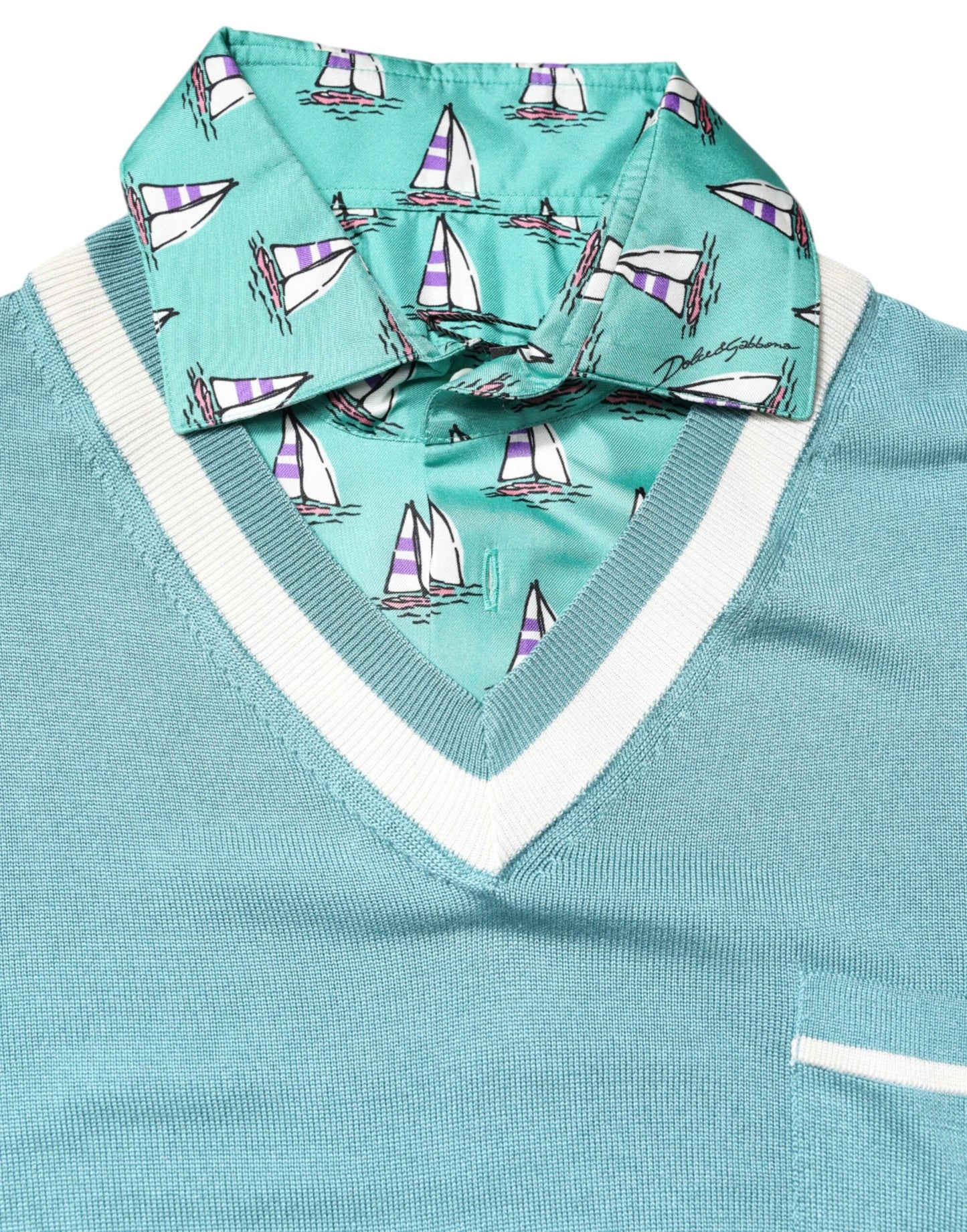 Green Printed Collared Short Sleeve T-shirt