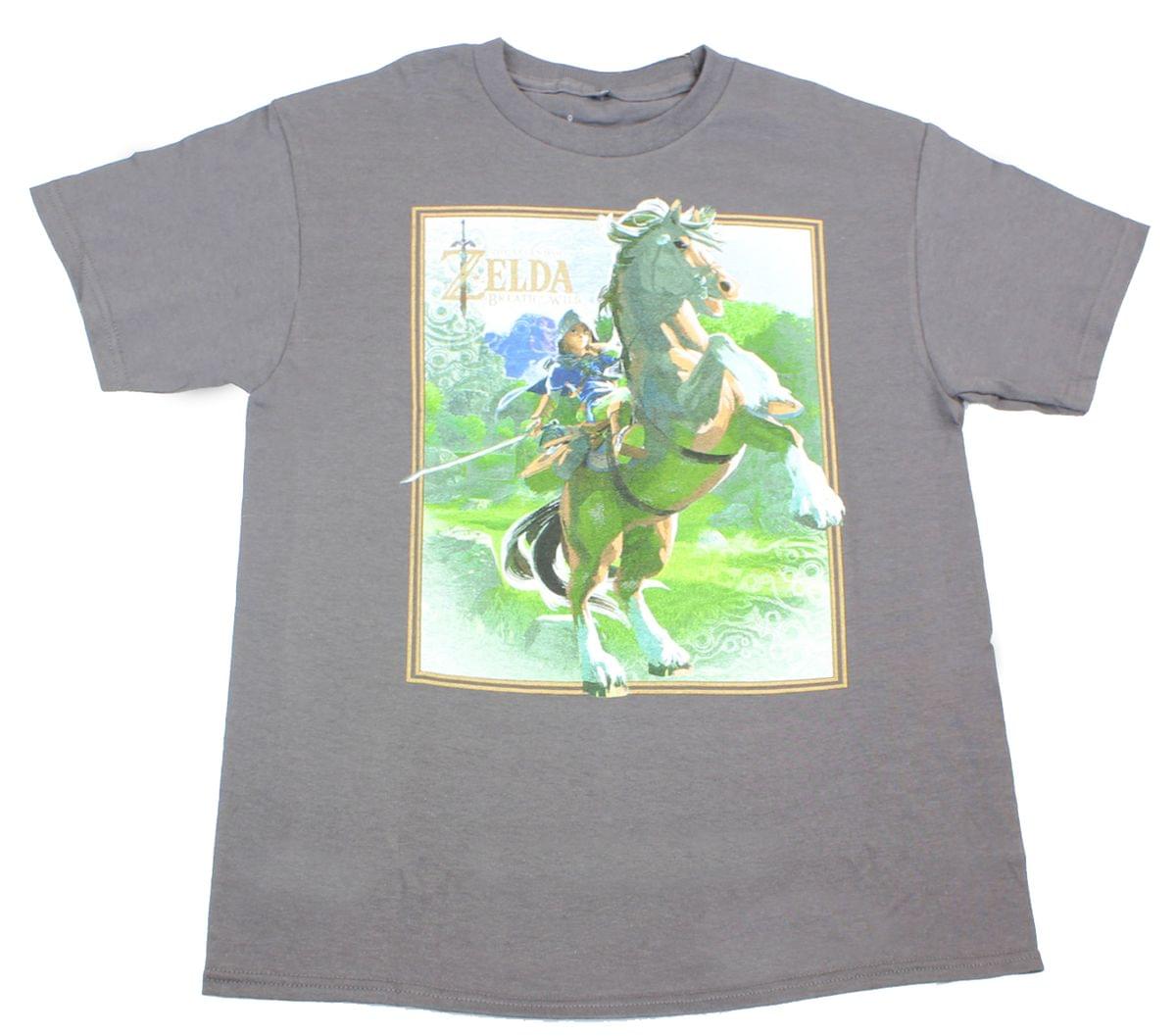 Legend of Zelda: Breath of the Wild Link on Horse Grey Youth T-Shirt: Large