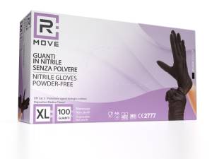 RMove 1Conf. da 100pz Tg.XL - Guanti Nitrile Nero uso Medico Senza Polvere