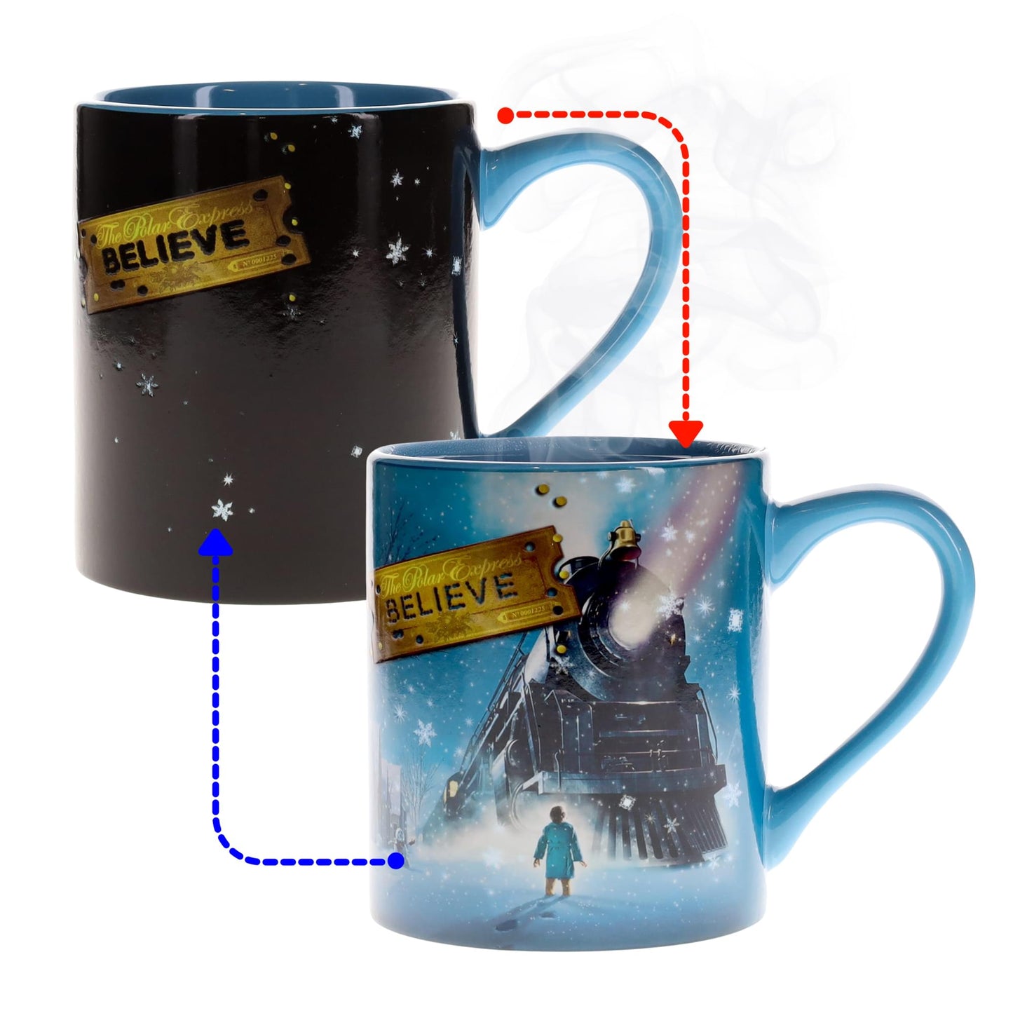The Polar Express "Believe" Heat-Reveal Ceramic Mug | Holds 14 Ounces