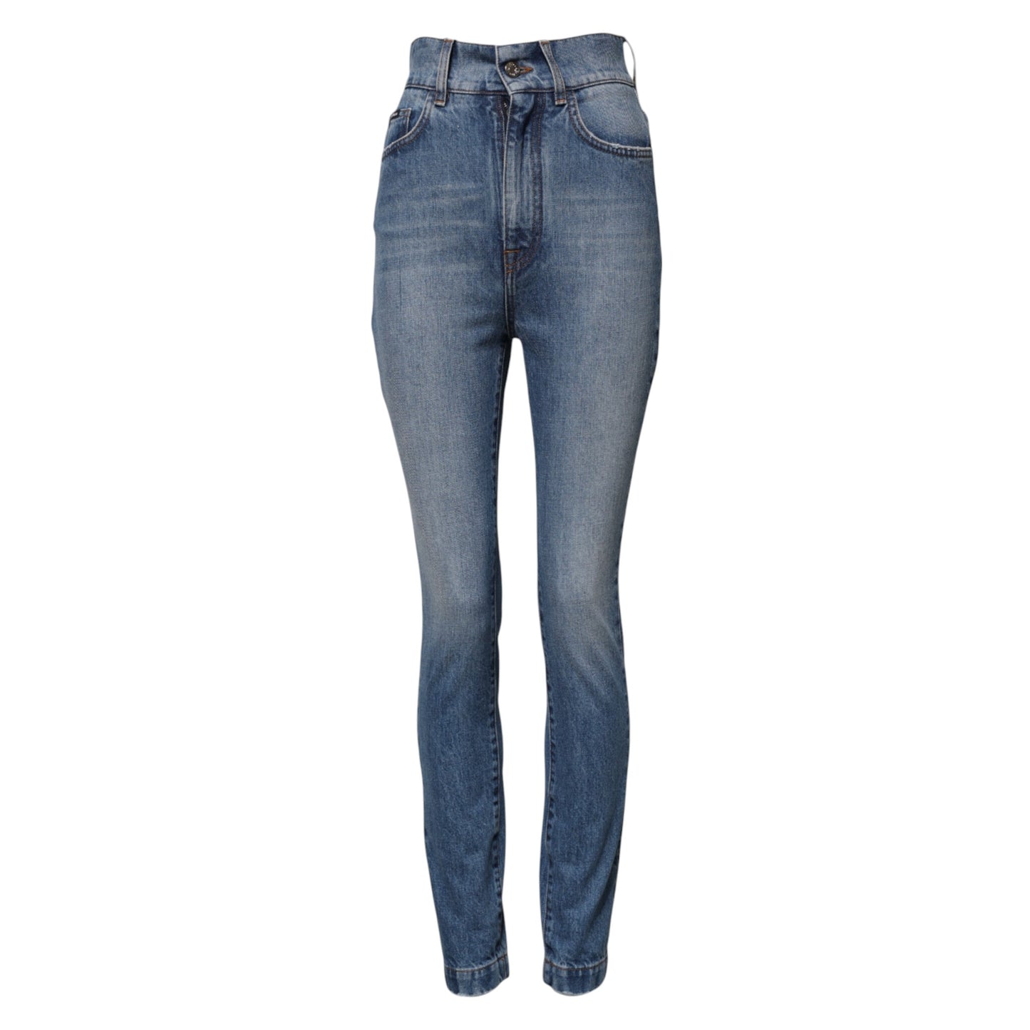Blue Washed Skinny High Waist Denim Jeans