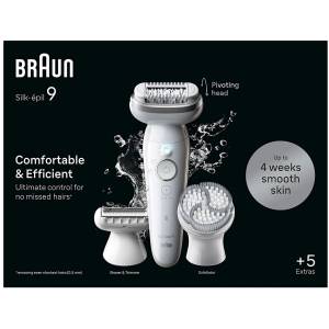 Braun Epilatore Elettrico Silk-épil 9 Wet & Dry 9-061 Bianco/Argento