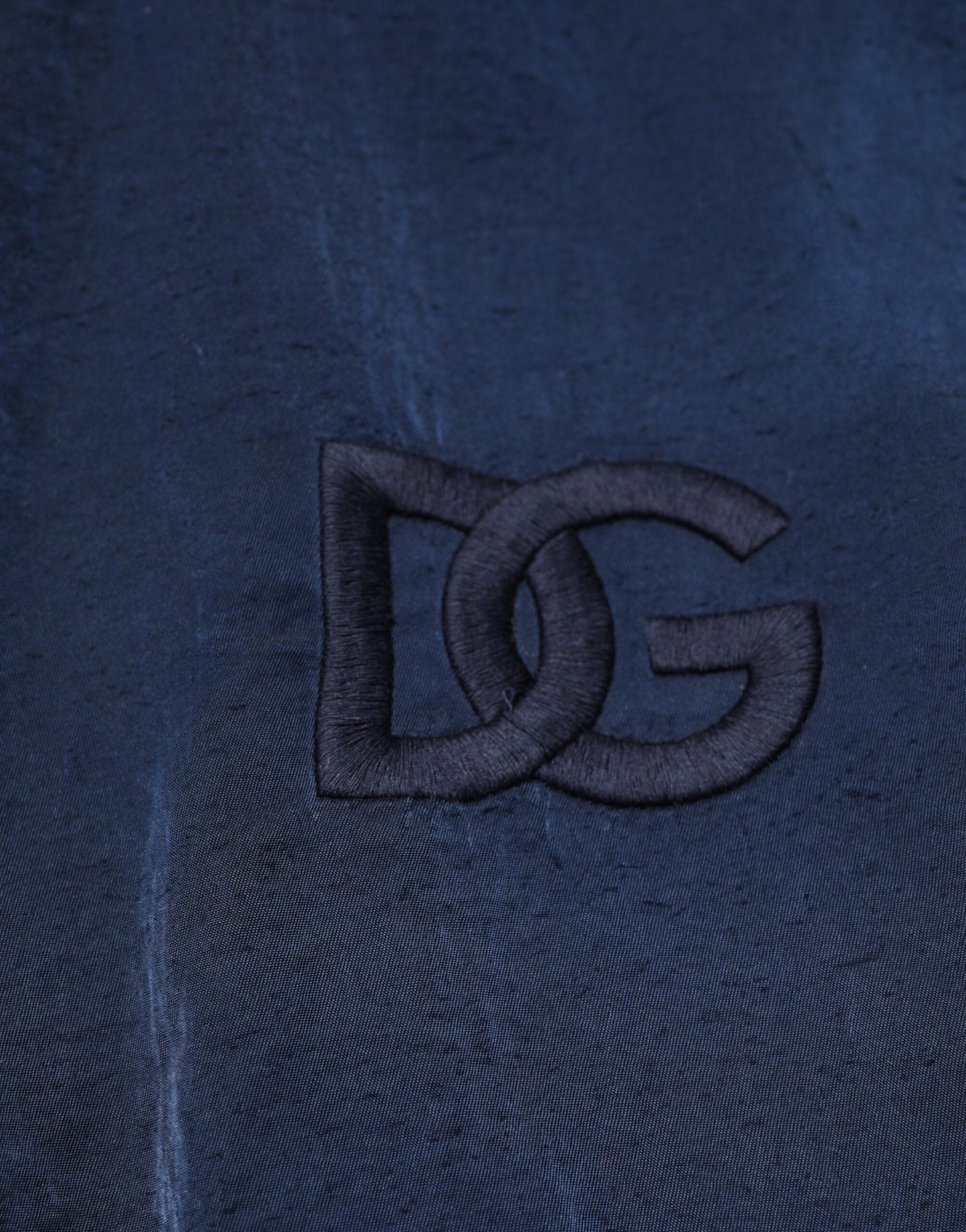 Blue Nylon DG Embroidery Men Bomber Jacket