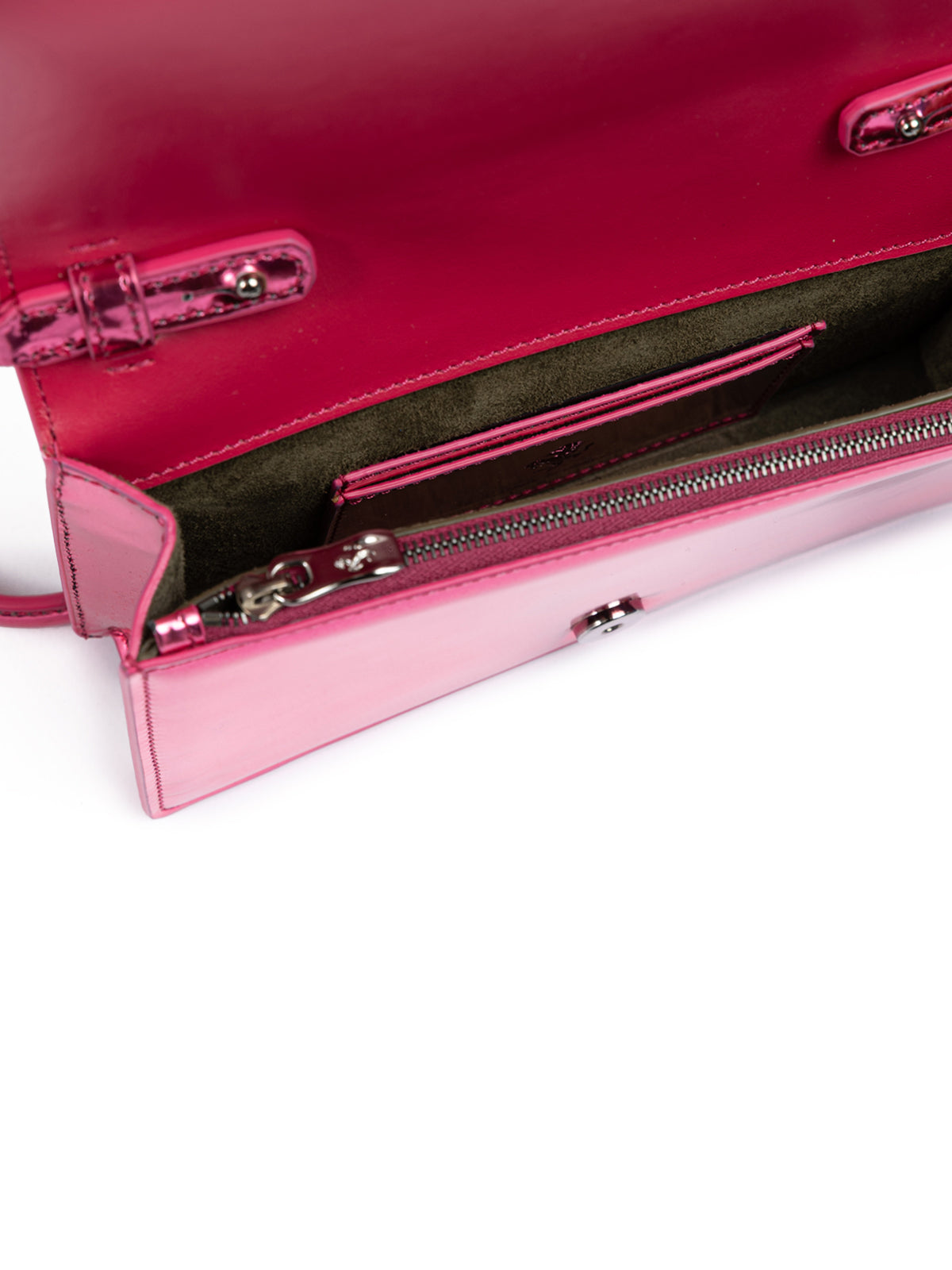 Metal Pink GT patent leather bag with chain