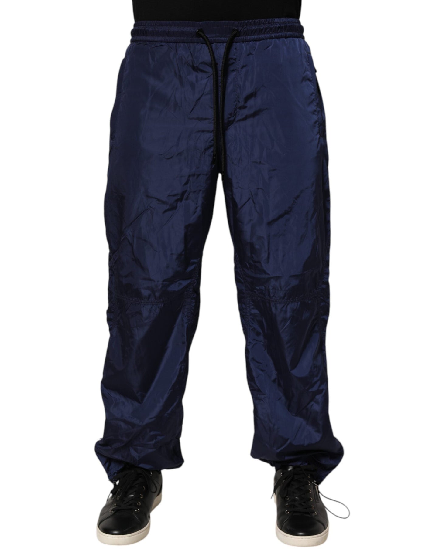 Blue Nylon Straight Jogger Sweatpants Pants