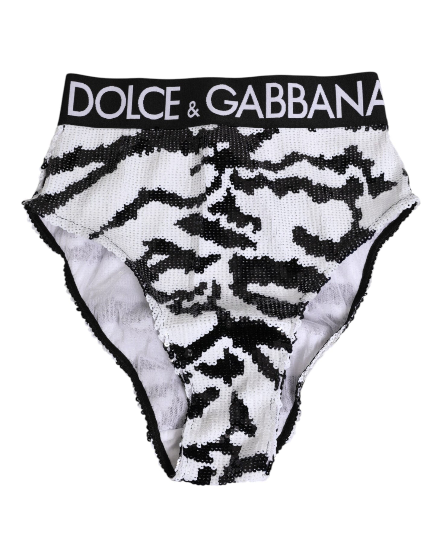 Black White Sequin High Waist Panty Underwear