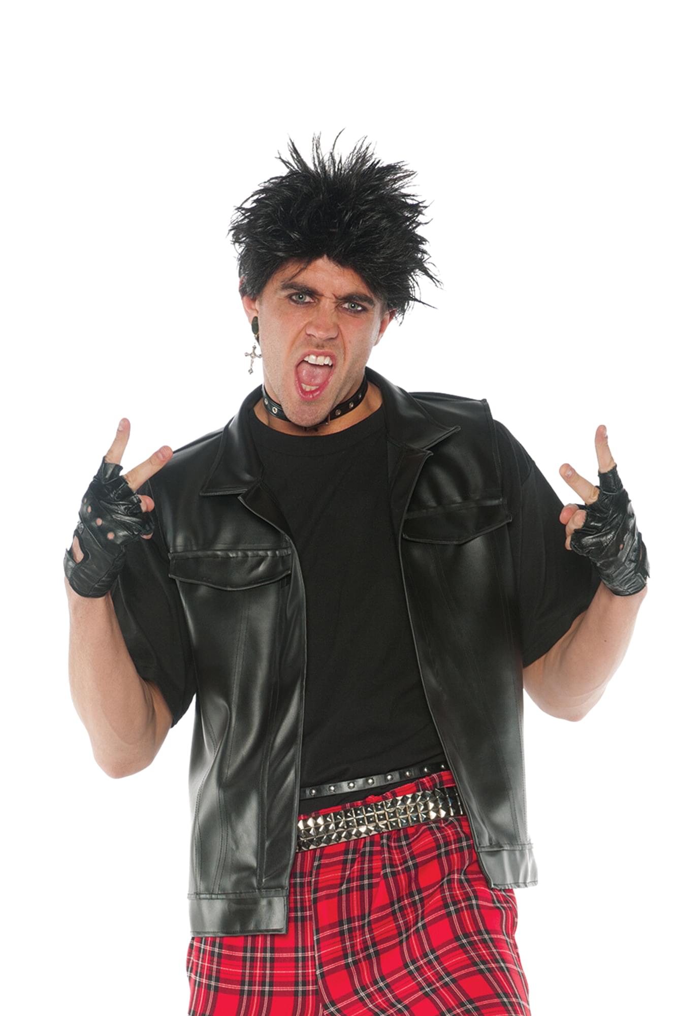 80's Rocker Faux Leather Adutl Costume Vest | One Size