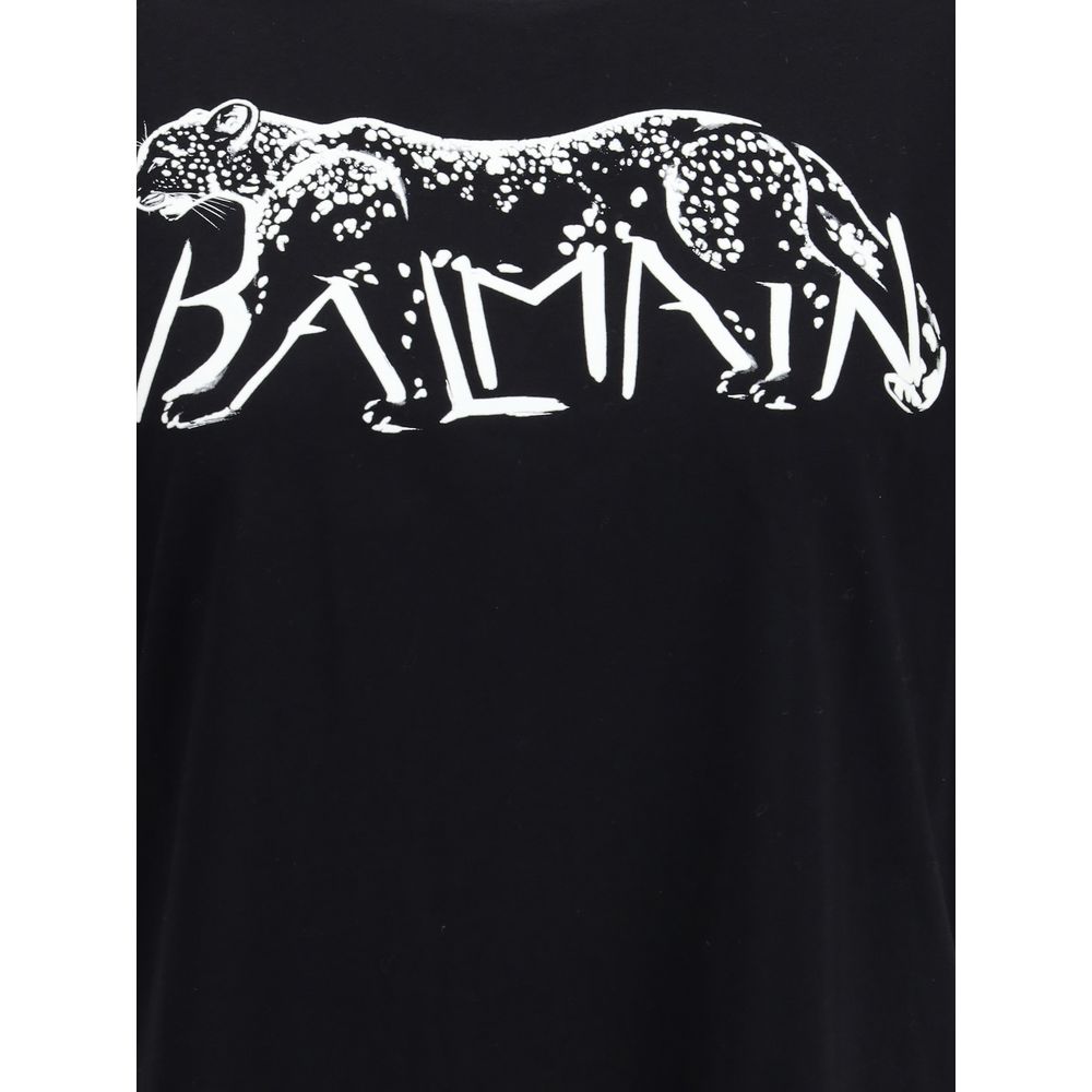 Balmain T-shirt with Leopard Print