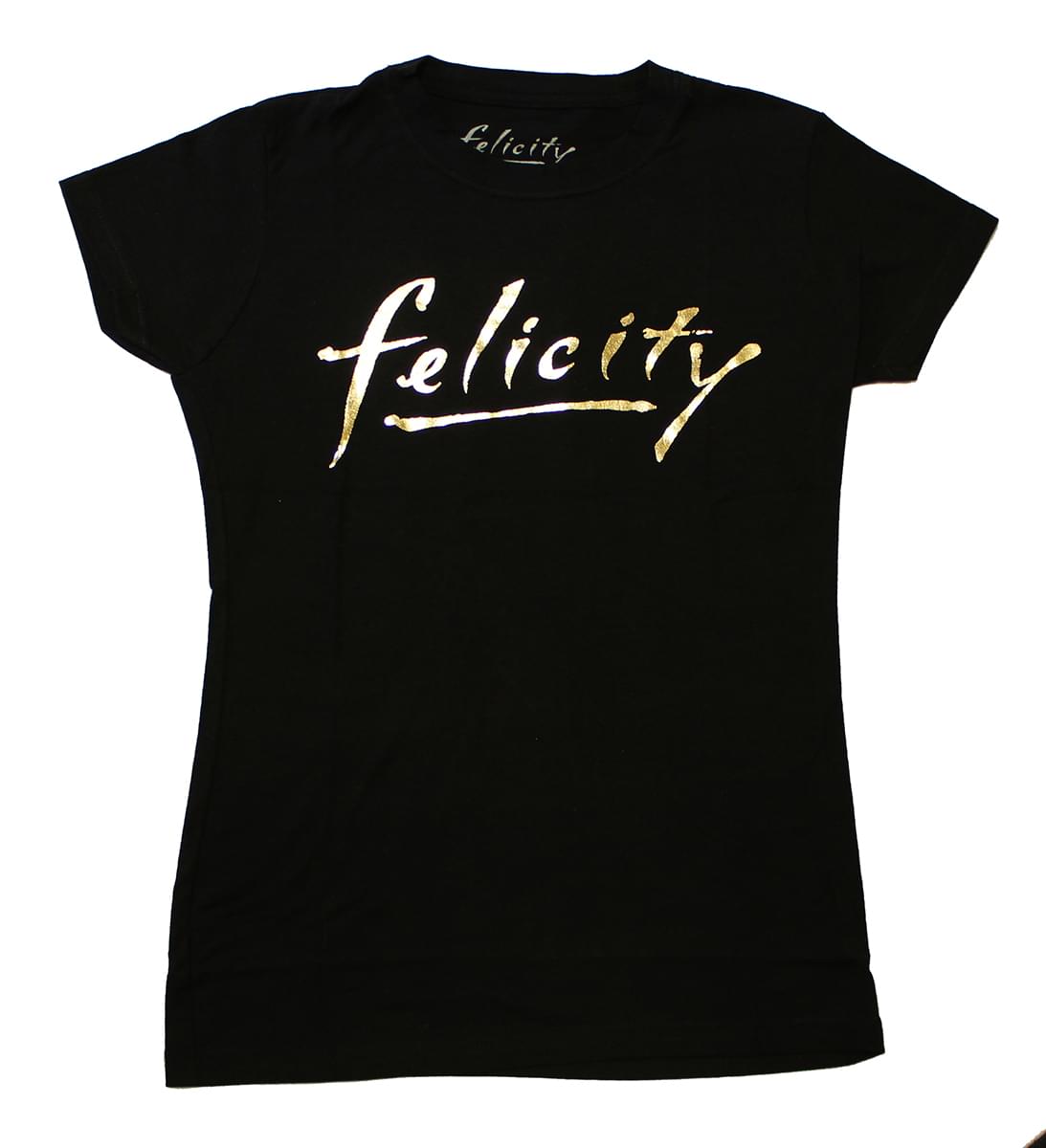 Felicity Gold Logo Junior's Black Cotton T-Shirt - Medium