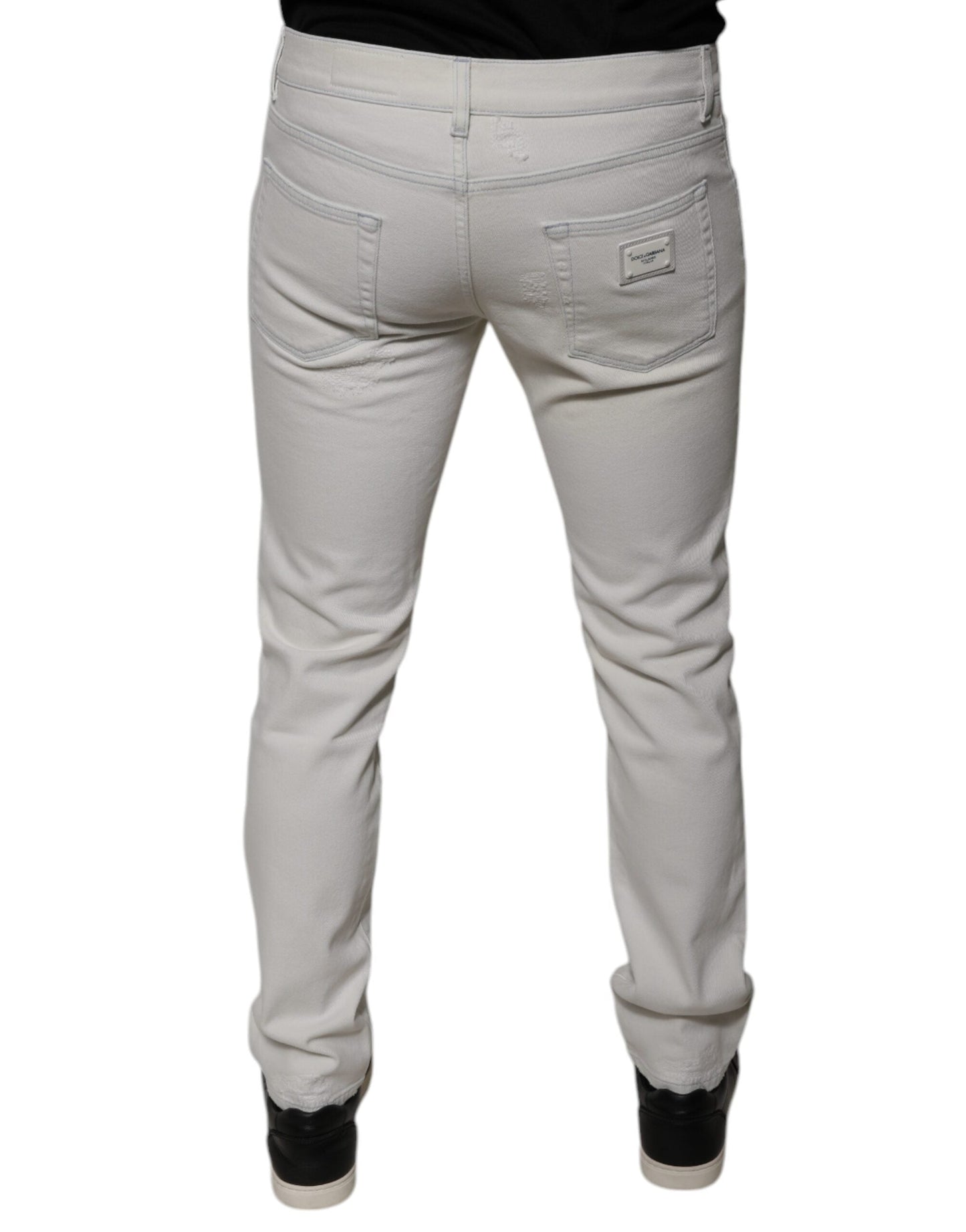 White Cotton Stretch Skinny Men Denim Jeans
