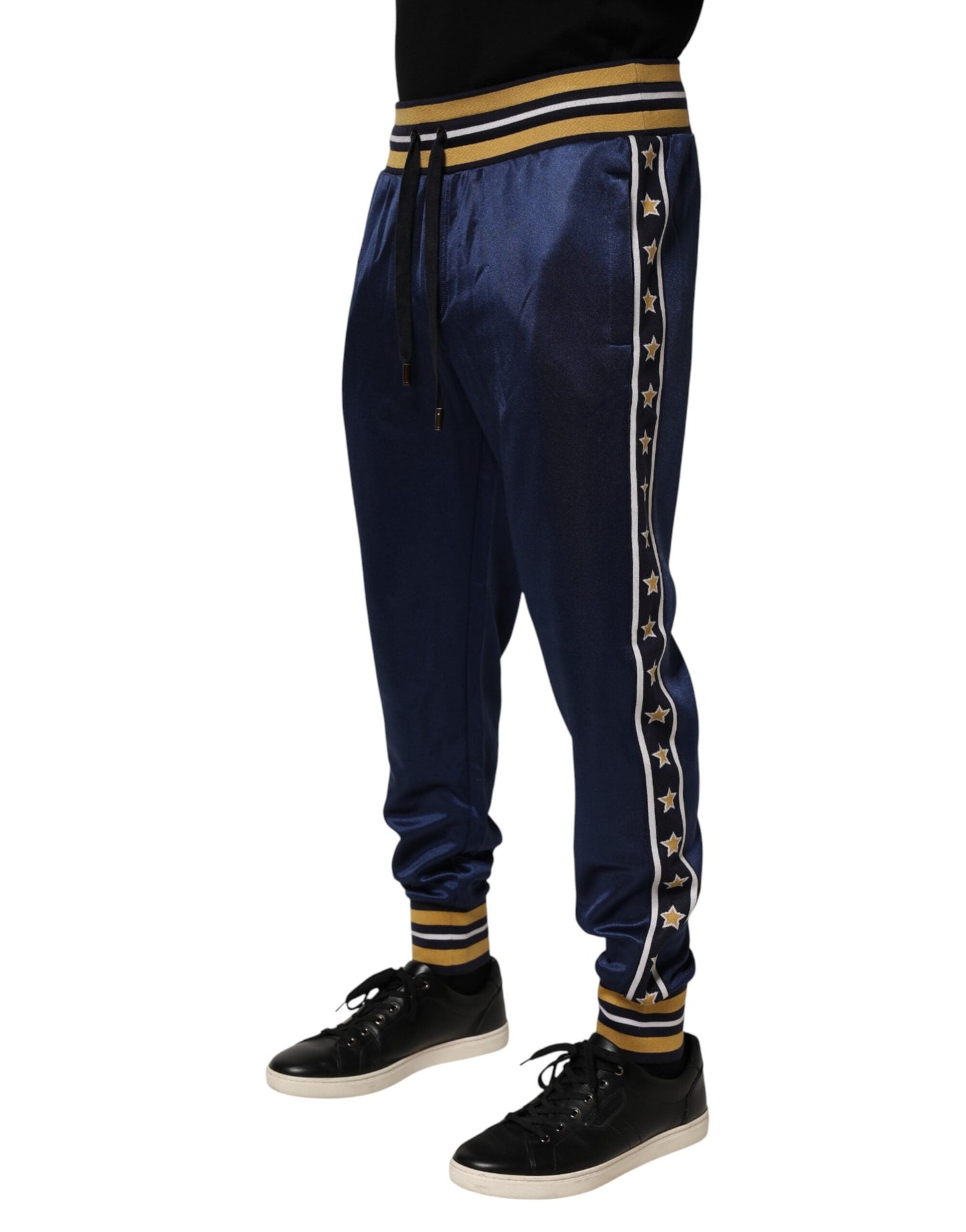 Blue Nylon Jogger Mid Waist Trouser Pants