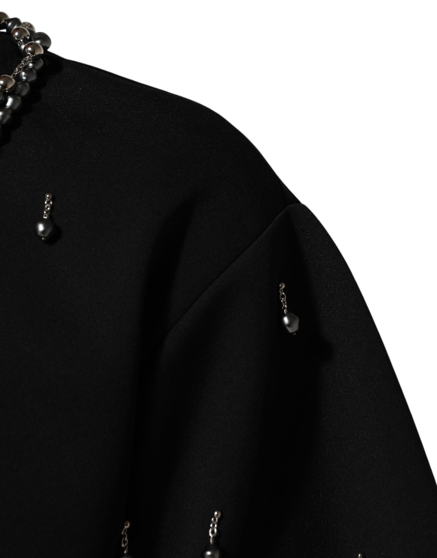 Black Polyester Necklace Embellished T-shirt