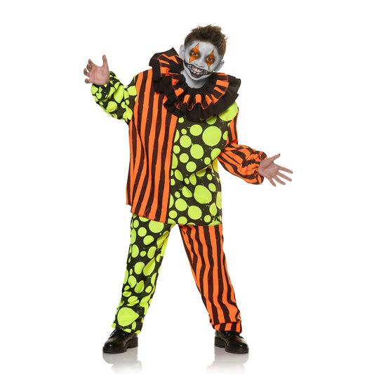 Neon Terror Blacklight Reactive Clown Child Costume | L