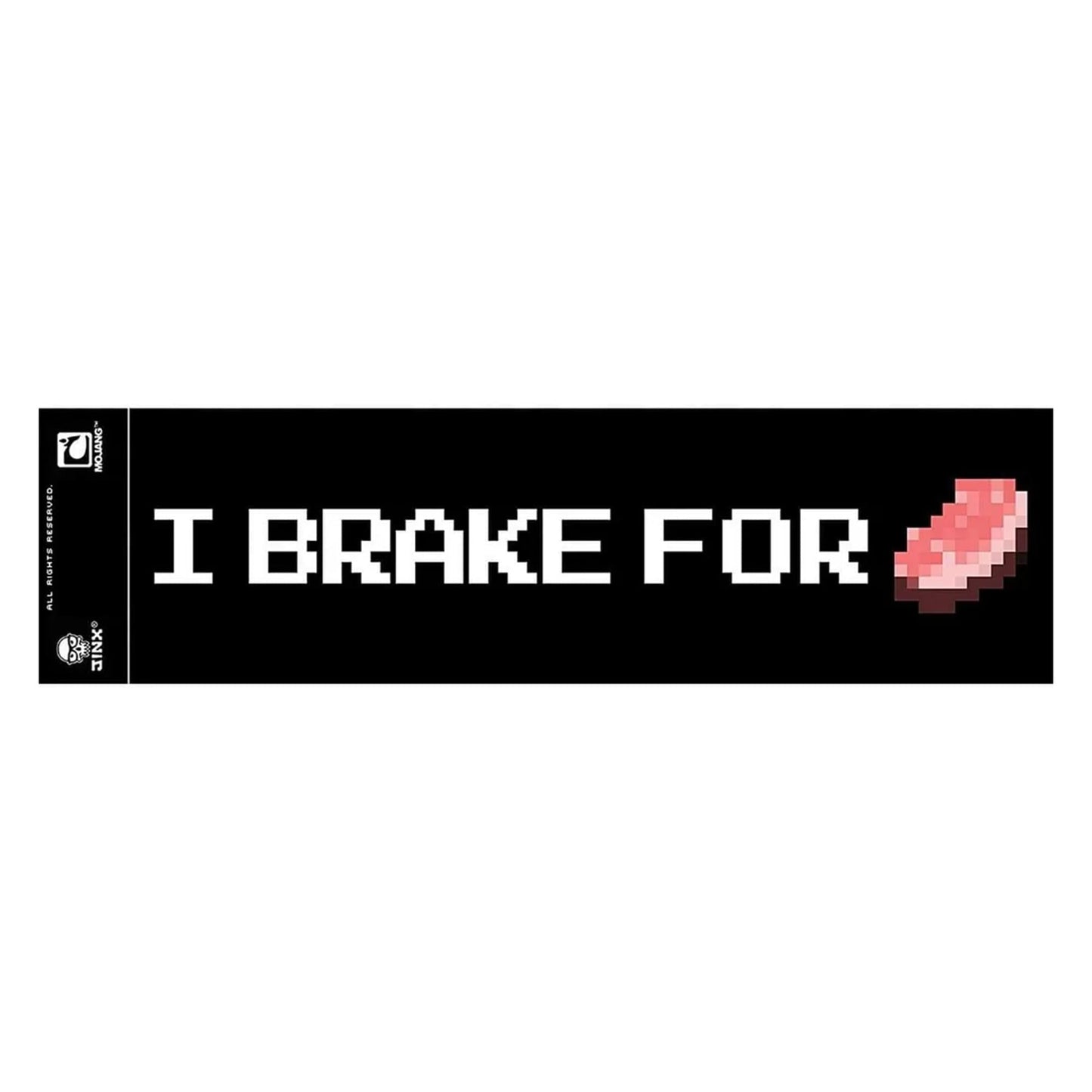 Minecraft "I Brake for Porkchop" 10"x3" Bumper Sticker, Black