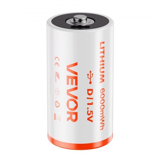 VEVOR Rechargeable D Batteries 4 Pack 1.5V 6000mWh Lithium D Battery USB-C Cable