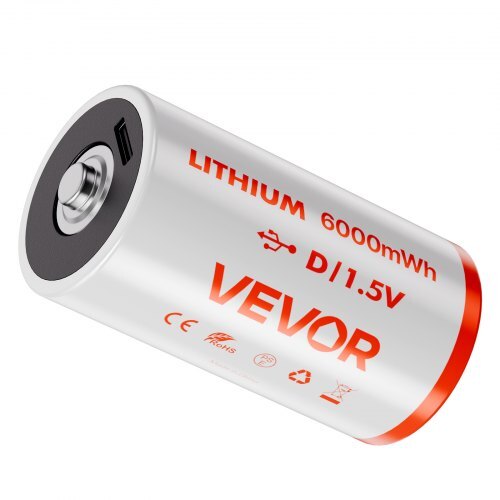 VEVOR Rechargeable D Batteries 4 Pack 1.5V 6000mWh Lithium D Battery USB-C Cable