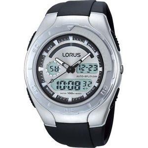 LORUS GENTS dual time watch black strap R2389GX9