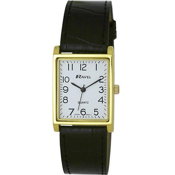Ravel Mens Classic Black Leather Strap Watch R0120.01.1A