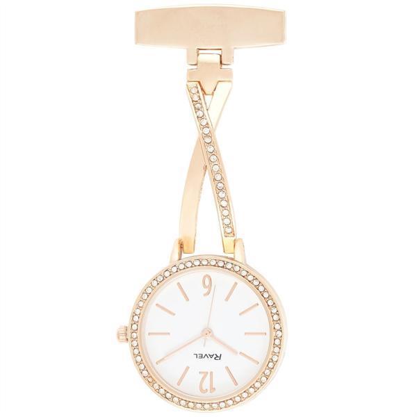 Ravel nurses criss cross FOB watch Rose Gold