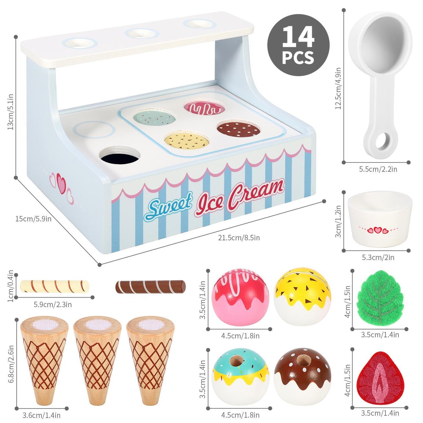 Mini Ice Cream Shop Pretend Play Toy Set Interactive Role Play Game 3+