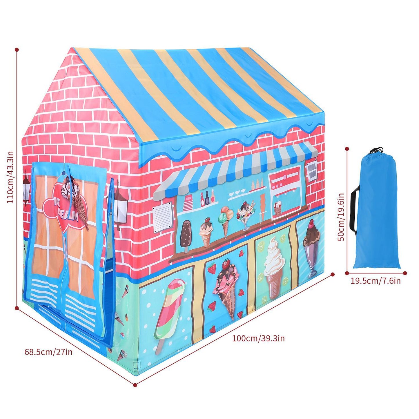 SOKA Ice Cream Parlour Playhouse for Kids Indoor Outdoor Foldable Play Tent