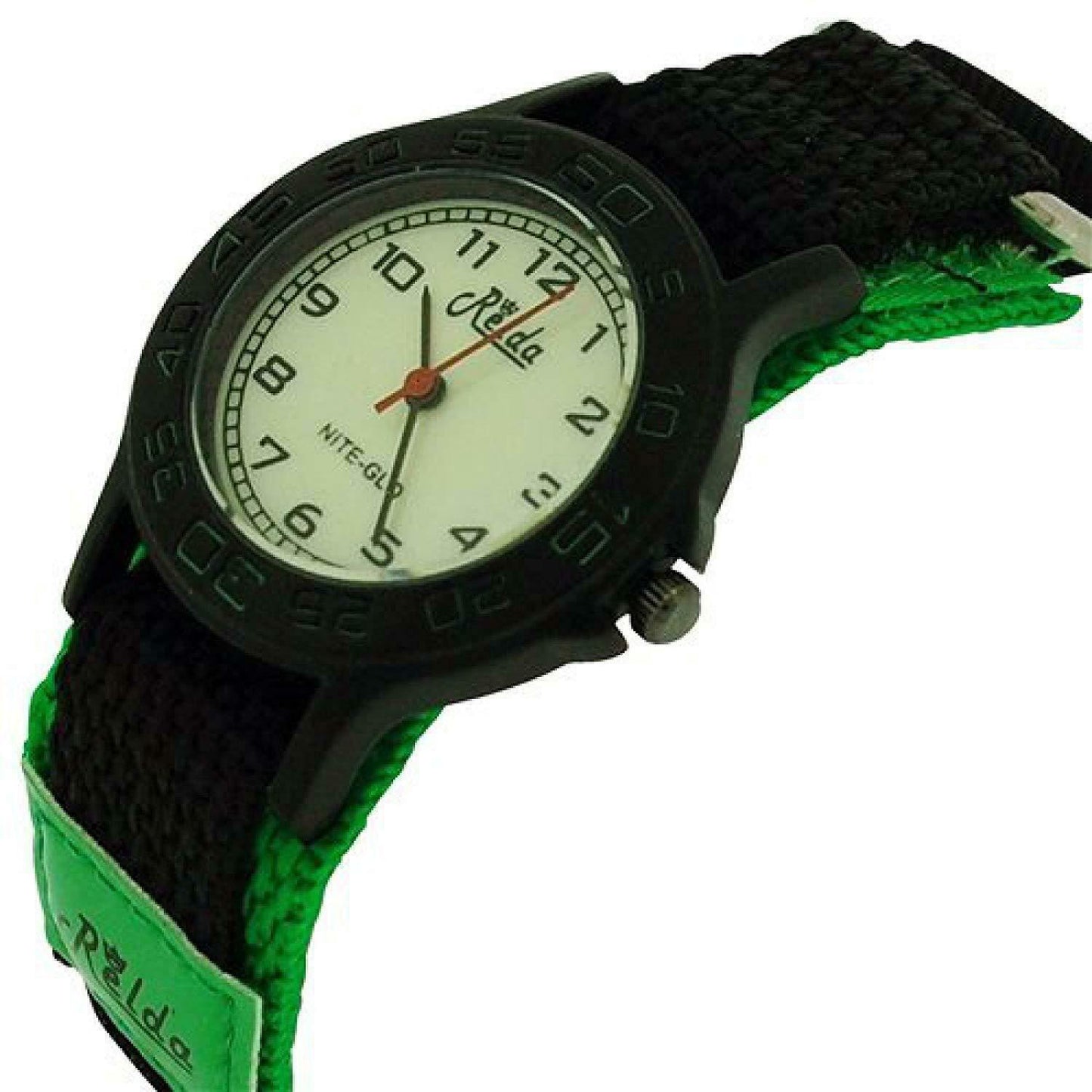 Relda Children's Analogue Nite-Glo Quartz Luminous Dial Green & Black Velcro Strap Boys Watch REL55